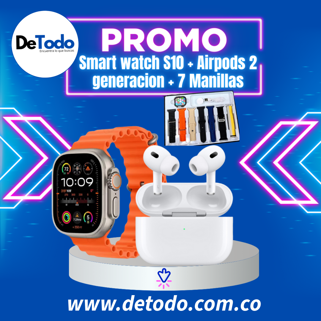 SMART WATCH S10 + AIRPODS SEGUNDA GENERACIÓN