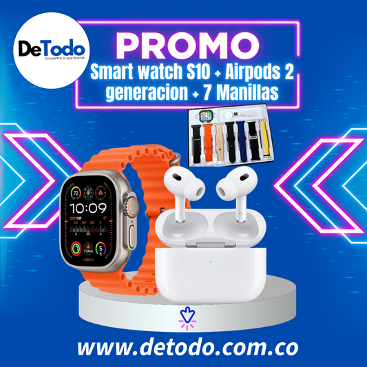 SMART WATCH S10 + AIRPODS SEGUNDA GENERACIÓN